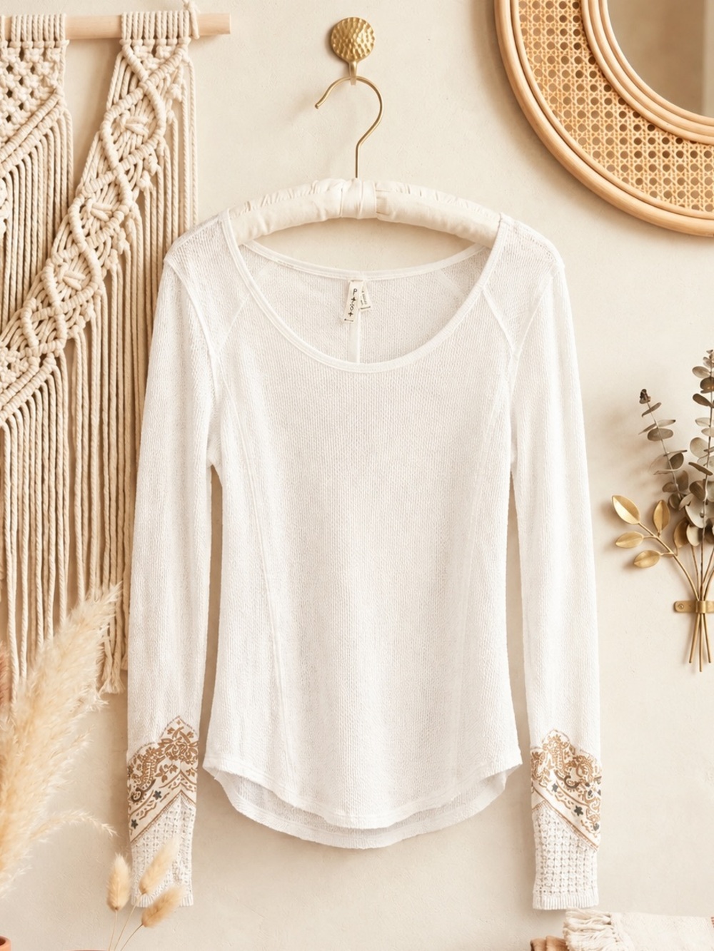 Free People Vintage Crochet Long Sleeve Sweater